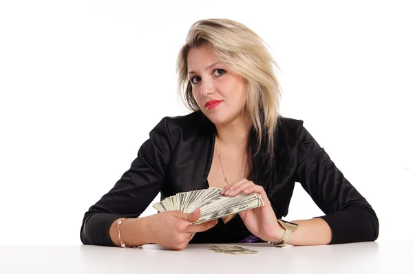 Girl and money Royalty Free Stock Images