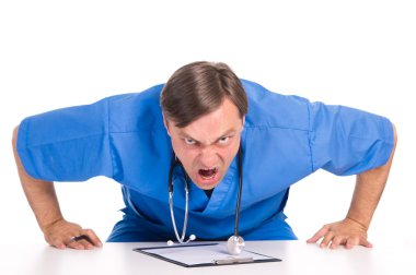 Angry doctor portrait clipart