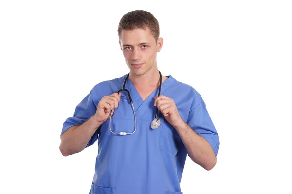 Young doctor on white — Stock Photo, Image