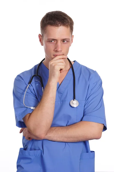 Mladý doktor na bílém pozadí — Stock fotografie