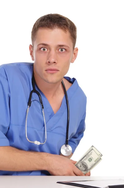 Lékař a peníze — Stock fotografie