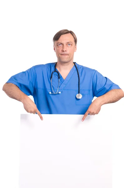 Doutor com placa — Fotografia de Stock
