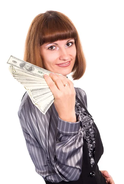 Meisje met geld — Stockfoto