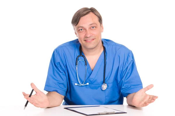 Läkare på en vit — Stockfoto