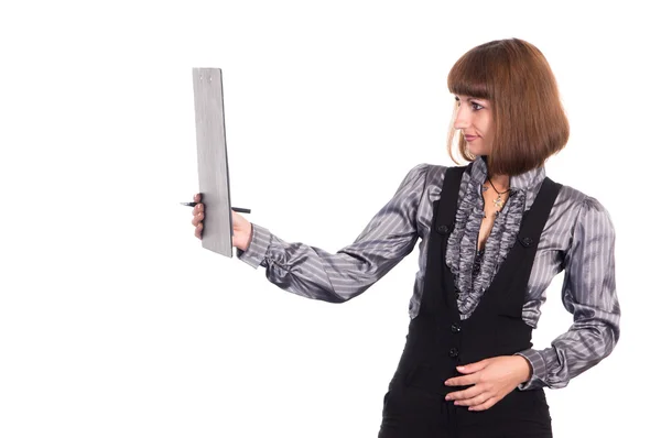 Woman with list — Stock Photo, Image
