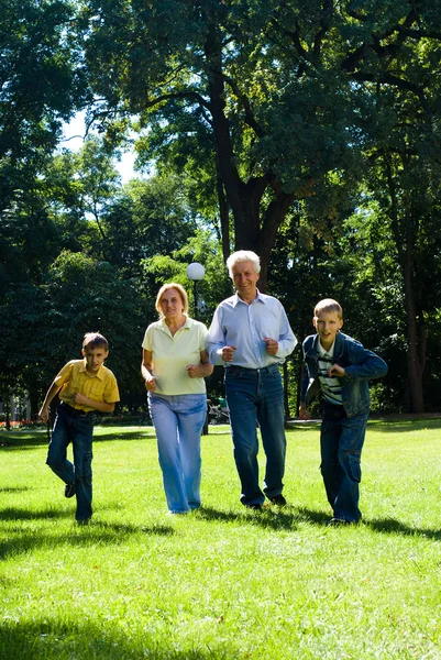 Familjen i parken — Stockfoto