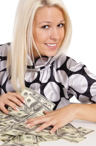 Blondynka z pieniędzy — Zdjęcie stockowe