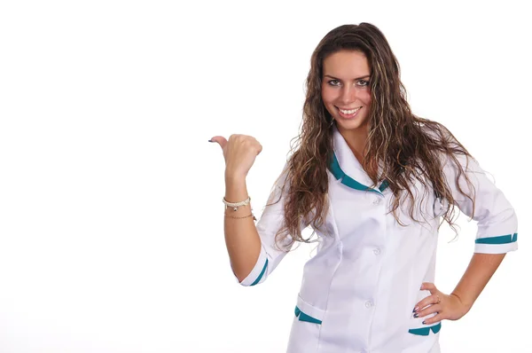 Sjuksköterska på en vit — Stockfoto