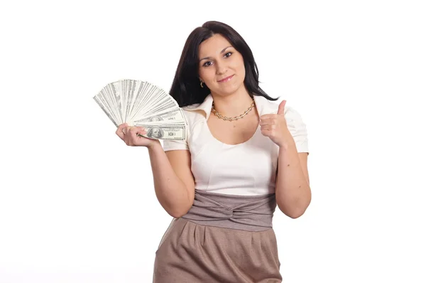 Flicka och pengar — Stockfoto