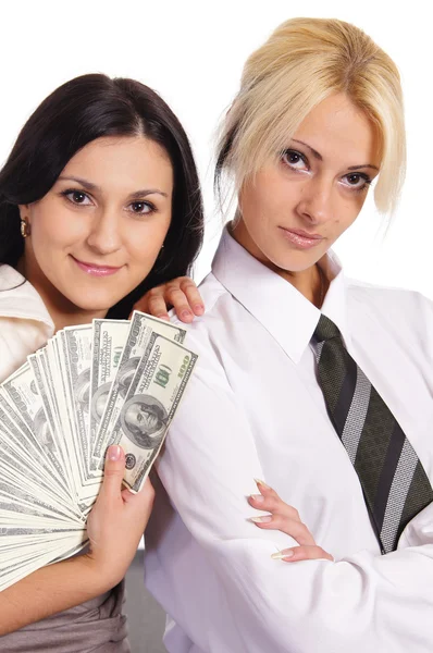 Pareja femenina con dinero — Foto de Stock