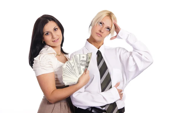 Pareja femenina con dinero — Foto de Stock