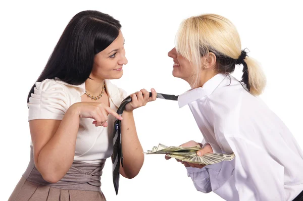 Vrouwelijke paar met geld — Stockfoto