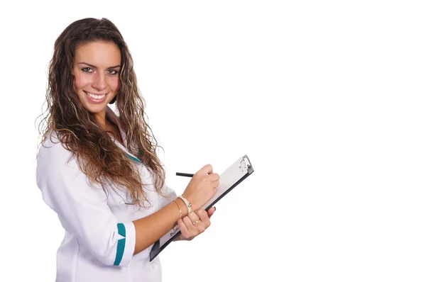 Enfermera inteligente en blanco — Foto de Stock