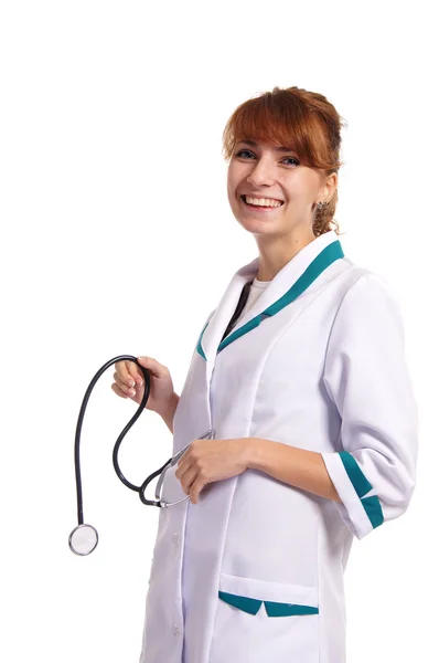 Jovem enfermeira em branco — Fotografia de Stock