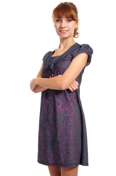 Young girl posing on white — Stock Photo, Image