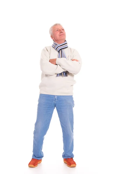 Hombre envejecido en blanco —  Fotos de Stock