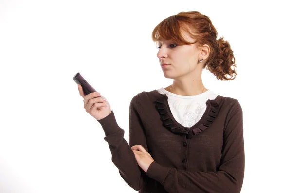 Meisje en telefoon — Stockfoto