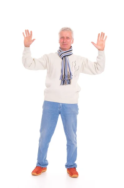 Alter Mann auf weiß — Stockfoto