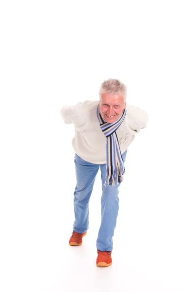 Alter Mann auf weißem Grund — Stockfoto