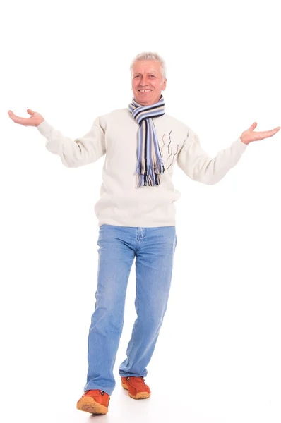 Aged man on white — Stock Photo, Image