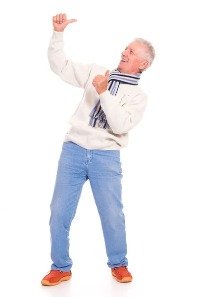Oude man op een wit — Stockfoto