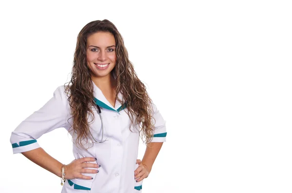 Schattig verpleegster op wit — Stockfoto