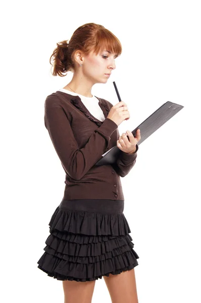 Girl with list — Stock Photo, Image