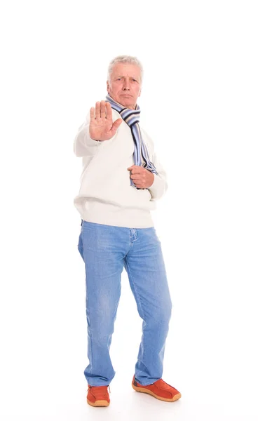 Oude man met sjaal — Stockfoto