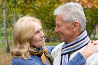 Old couple at nature clipart