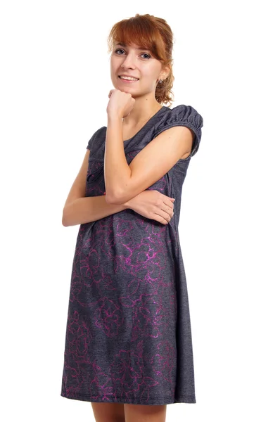 Young girl posing on white — Stock Photo, Image