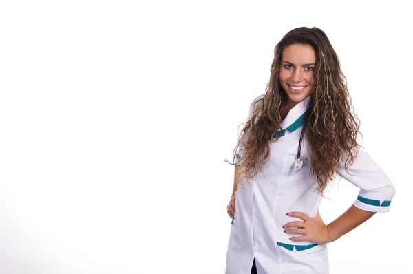 Schattig verpleegster op wit — Stockfoto