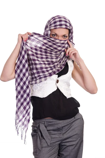 围巾的女人 — 图库照片