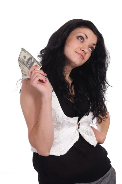 Frau mit Bargeld — Stockfoto
