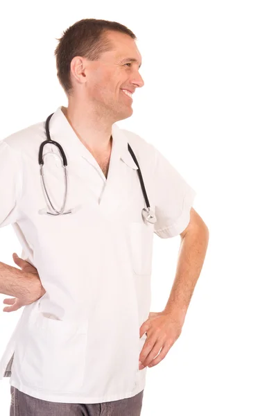 Pěkný doktor na bílém pozadí — Stock fotografie
