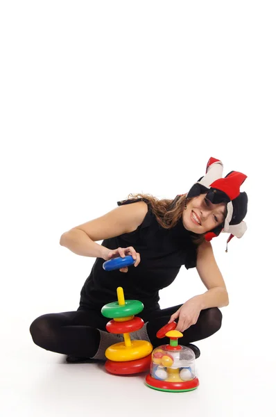 Dívka s hračkami — Stock fotografie