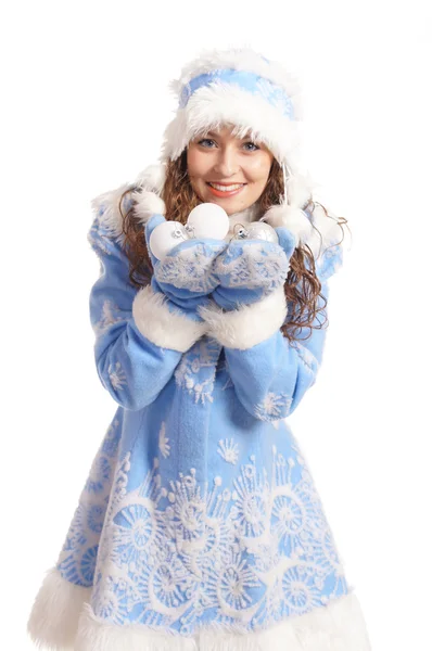 Roztomilý sníh dívčí portrét — Stock fotografie