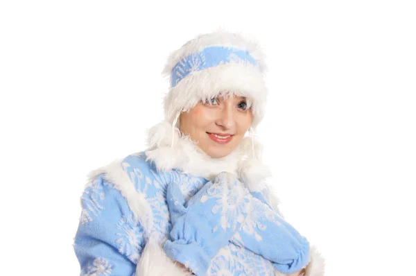 帽子に雪の乙女 — ストック写真