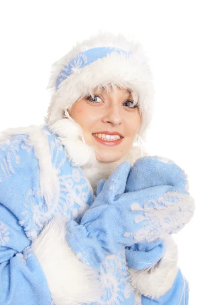 หิมะสาวในหมวก — ภาพถ่ายสต็อก