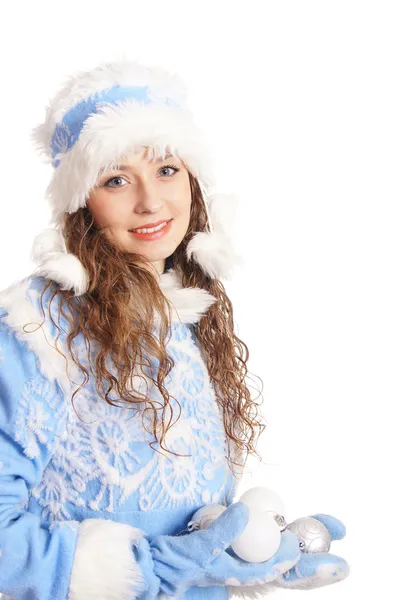 Snow maiden on a white — Stock Photo, Image