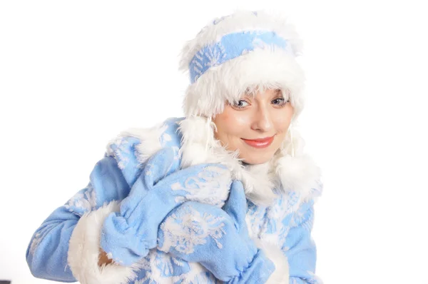 Блакитний сніговий дівочий портрет — стокове фото