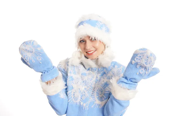 Modrý sníh dívčí portrét — Stock fotografie