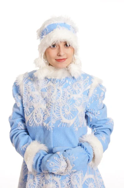 Sneeuw meisje in hoed — Stockfoto