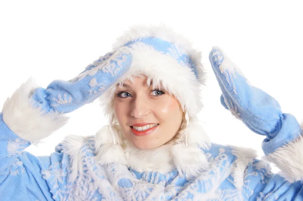 Schneemädchen mit Hut — Stockfoto