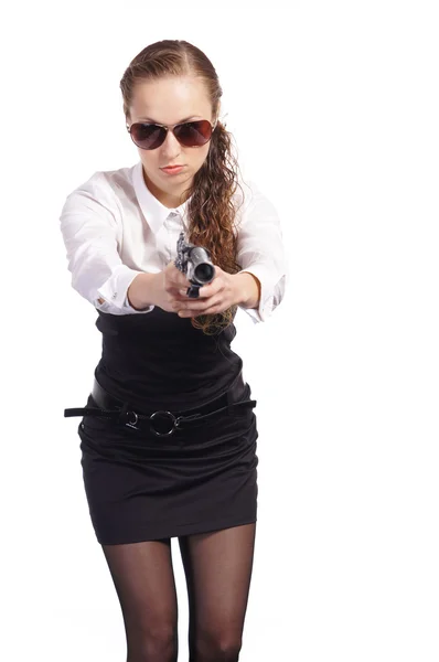 Девушка с пистолетом — стоковое фото