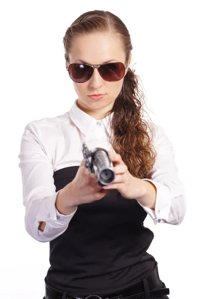 Chica con un arma — Foto de Stock
