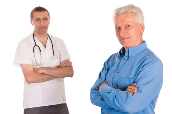Medico e vecchio paziente — Foto Stock