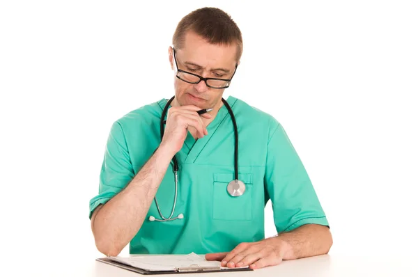 Läkare i grön mantel — Stockfoto