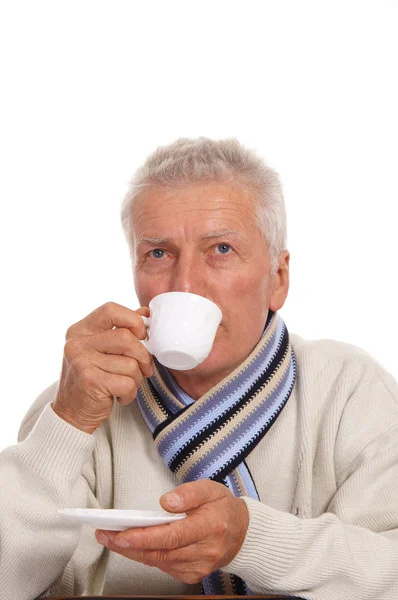 Alter Mann mit Tasse — Stockfoto