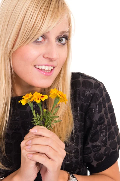 Girl with flowers Stock Image