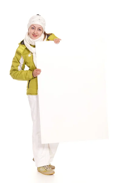 Adult girl with board — Stock Photo, Image